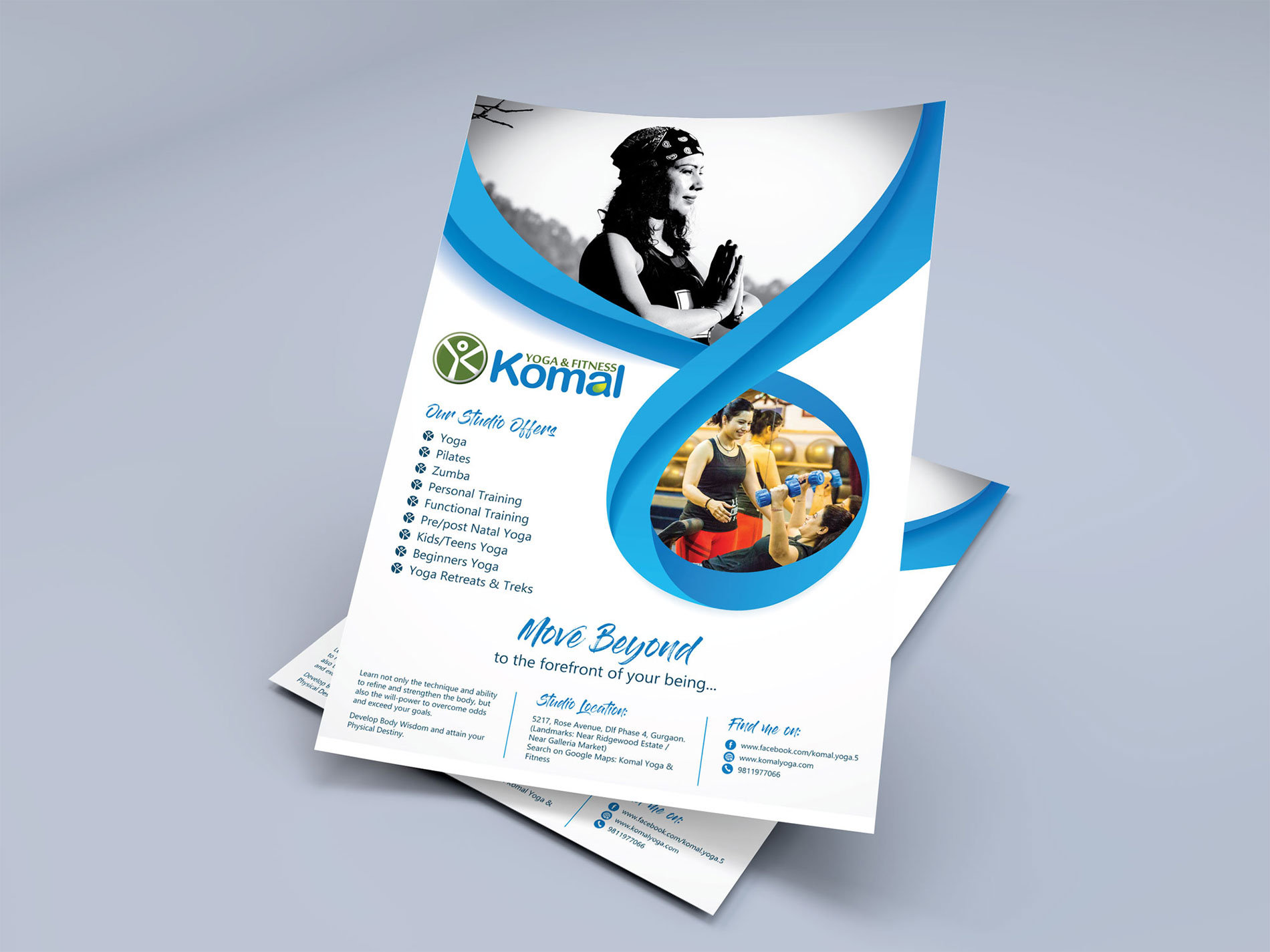 Brochure design for komal yoga and fitness