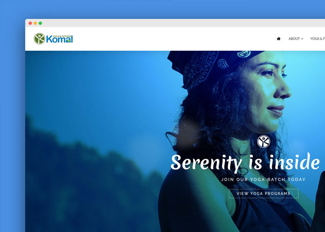 website design for Komal yoga and fitness studio in gurgaon, india
