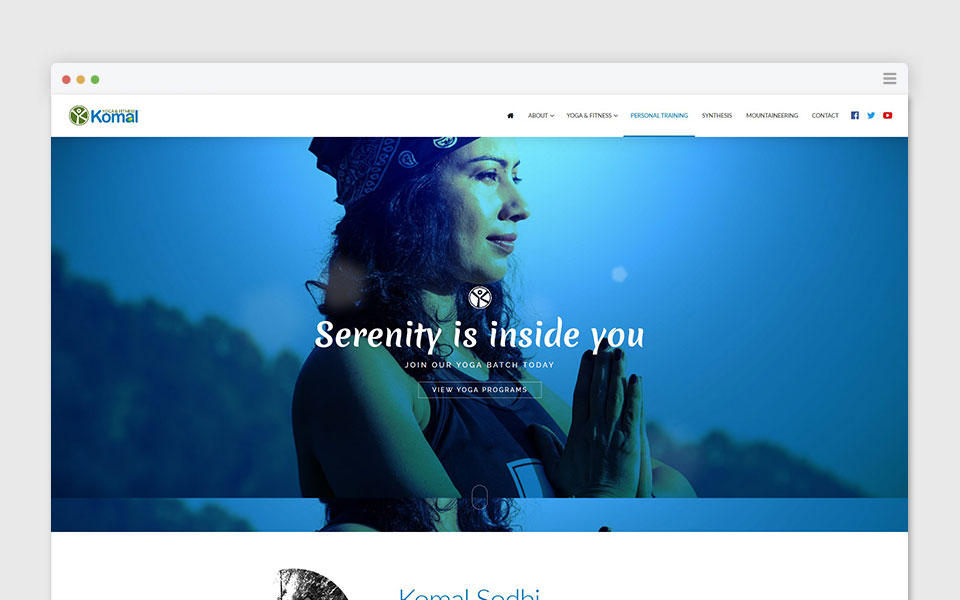 website design - komal yoga and fitness