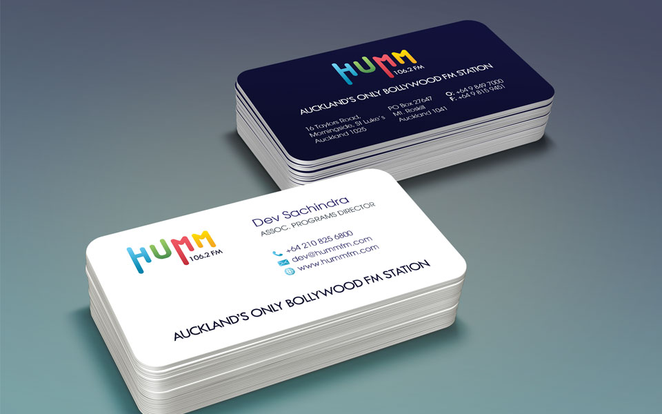 stationery design for humm fm, radio fm in auckland