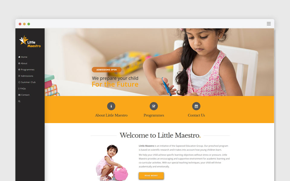 wordpress website design for little maestro - pre school india