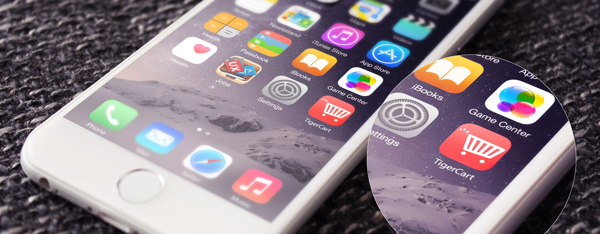 app icon mockup design for TigerCart - ecommerce platform