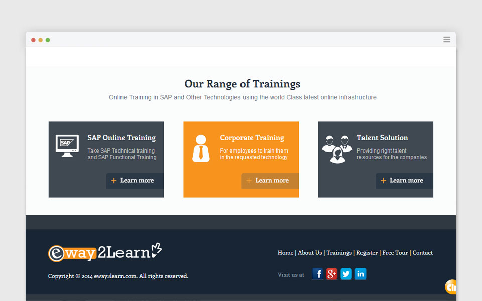 website design for eway2learn - online learning company