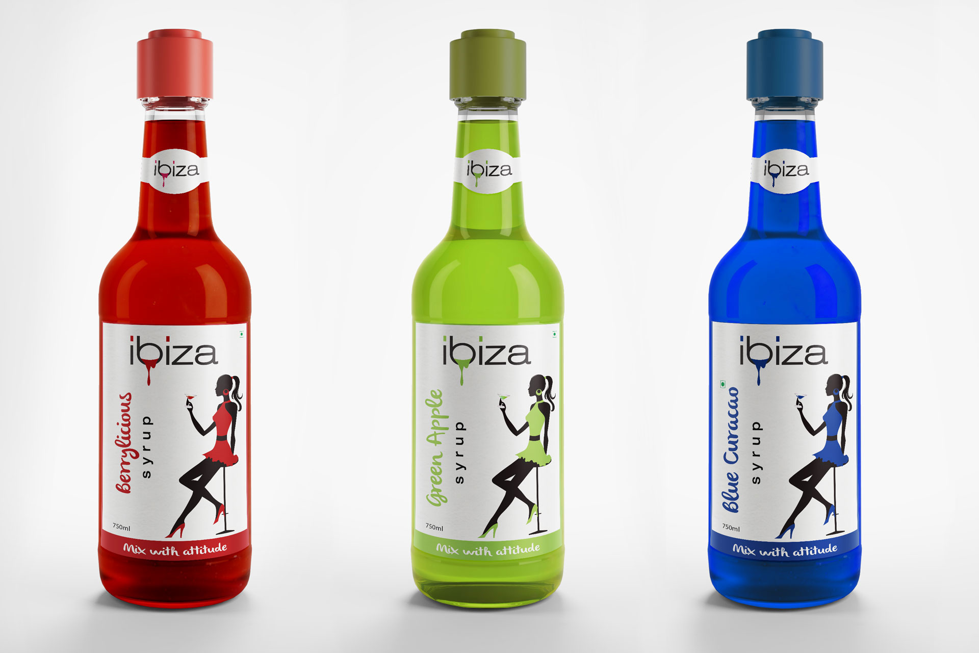 Mocktail syrup packaging designs for ibiza