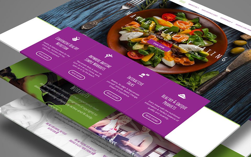 web design for simple life, health and nutrition brand