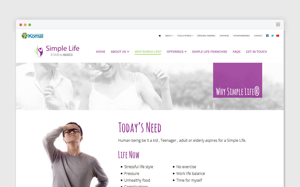 simple life website design