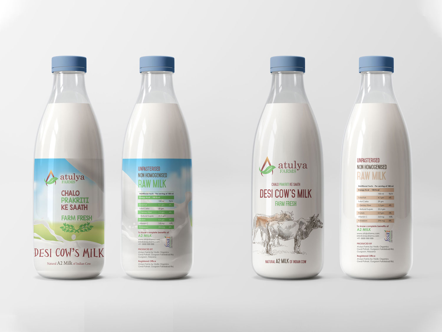 atulya farms desi cow milk packaging design